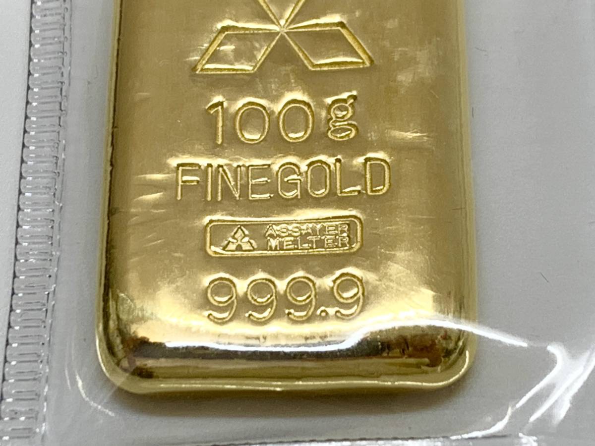三菱 インゴット プレート 100g 999.9 K24 純金 FINE GOLD パッケージ未開封 投資 店舗受取り可の画像3
