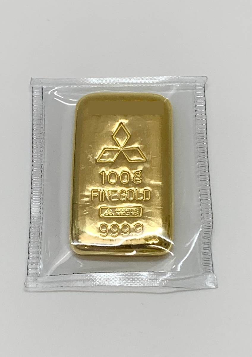三菱 インゴット プレート 100g 999.9 K24 純金 FINE GOLD パッケージ未開封 投資 店舗受取り可の画像1