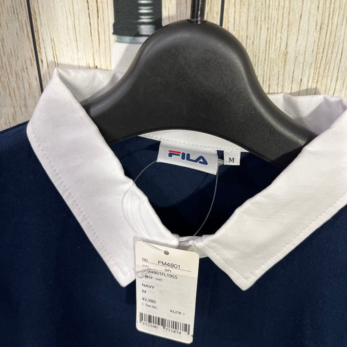 FILA ラガーシャツMサイズオーバーシャツ身幅　60着丈　67ポリエステル65%綿35% 未使用　新品