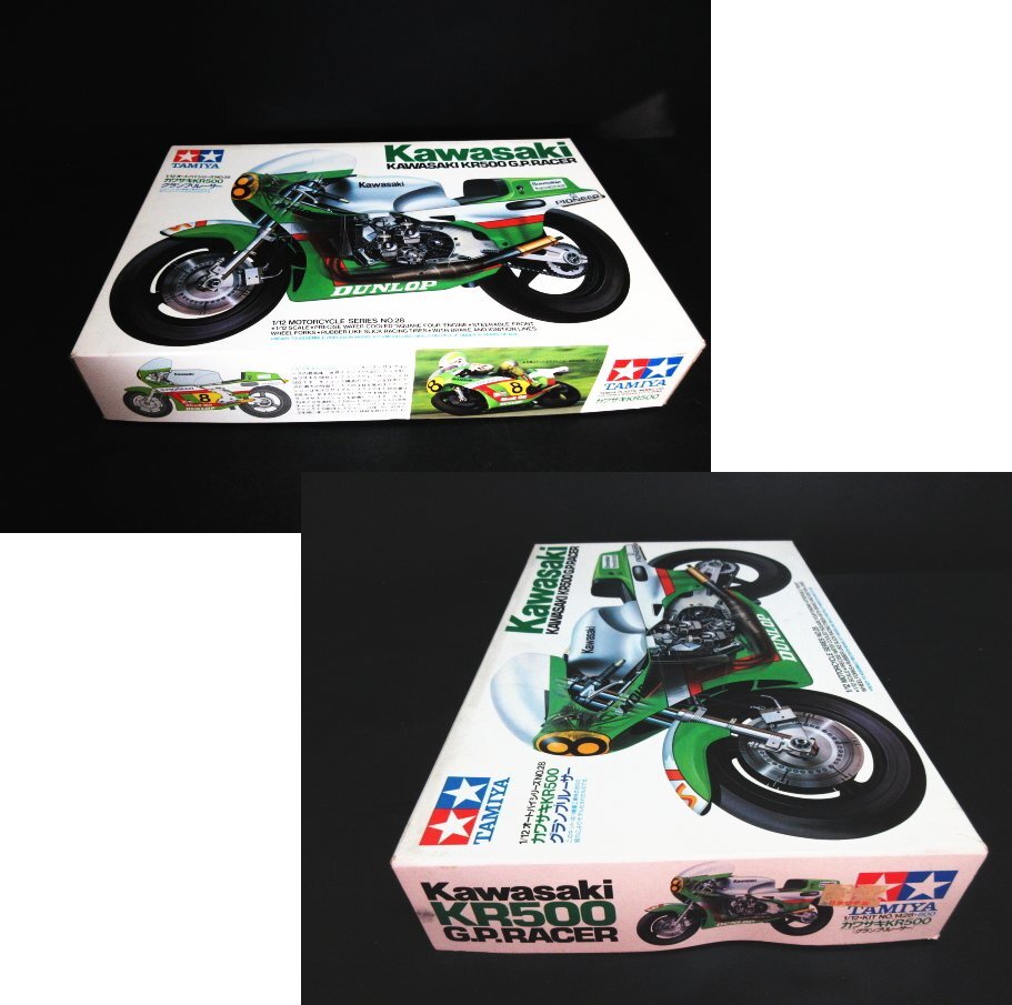 XB648^ Tamiya /1/12 motorcycle series / plastic model / Kawasaki / KR500 Grand Prix Racer / KR1000F endurance Racer / total 2 point / not yet constructed / present condition .