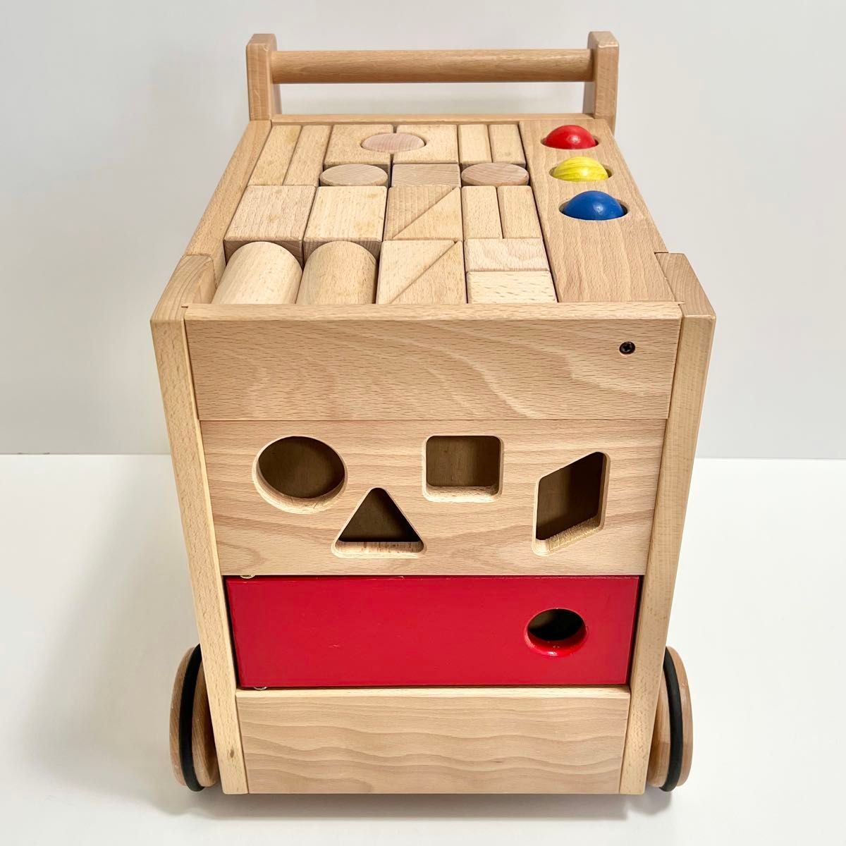 KOIDE コイデ ジョイフルワゴン 木のおもちゃ 知育玩具 積み木 手押し車 木製 お誕生日 おもちゃ ビー玉転がし