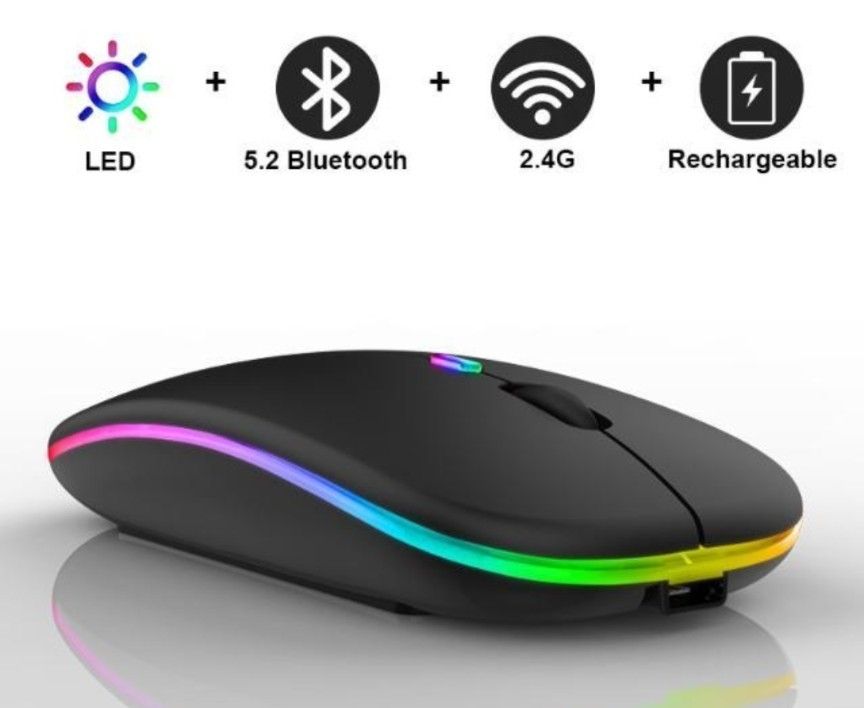 LEDワイヤレスマウス Bluetooth 軽量 薄型 USB 無線 静音 黒 ブラック