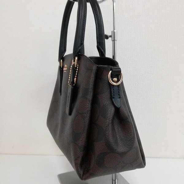 N902b [人気] COACH コーチ ハンドバッグ ブラック×ブラウン 2WAY ショルダーバッグ レディース F29434 | ファッション小物 G_画像3