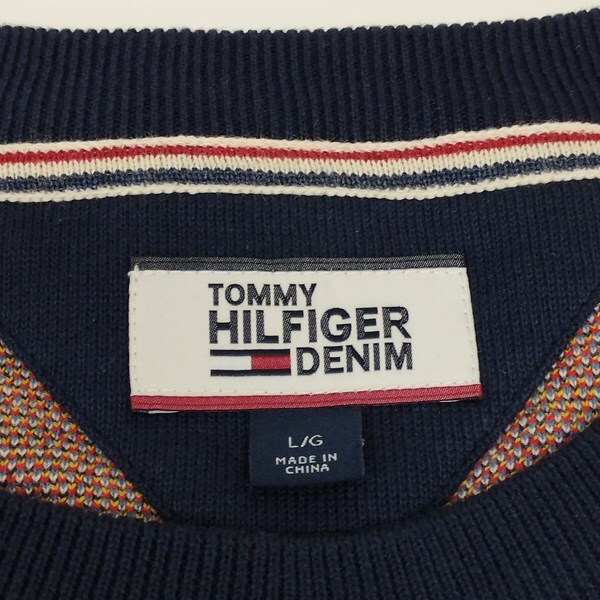 N541 [人気] TOMMYHILFIGER DENIM トミーヒルフィガーデニム 長袖ニットセーター L/G マルチカラー 100%コットン ロゴ | N★の画像3