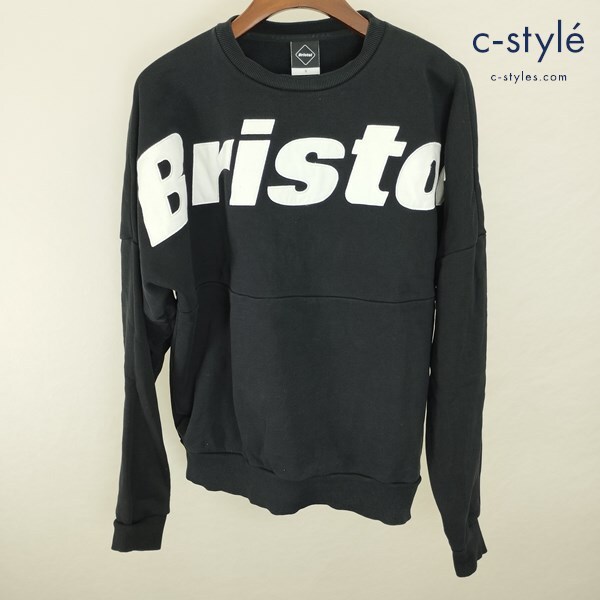 E574 [人気] F.C.Real Bristol BIG LOGO CREWNECK SWEAT クルーネック スウェット S ブラック ロゴ FCRB-210059 | N★の画像1