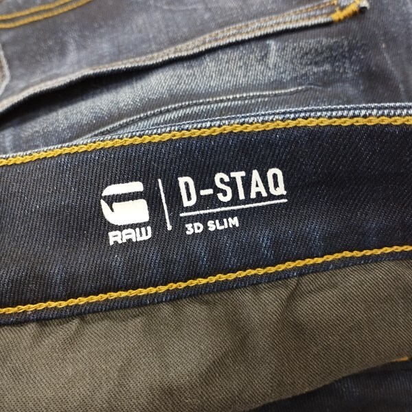 E808 [人気] G-STAR RAW ジースターロゥ デニムパンツ W29-L32 インディゴ D-STAQ 3D SLIM ジーンズ | G★の画像4