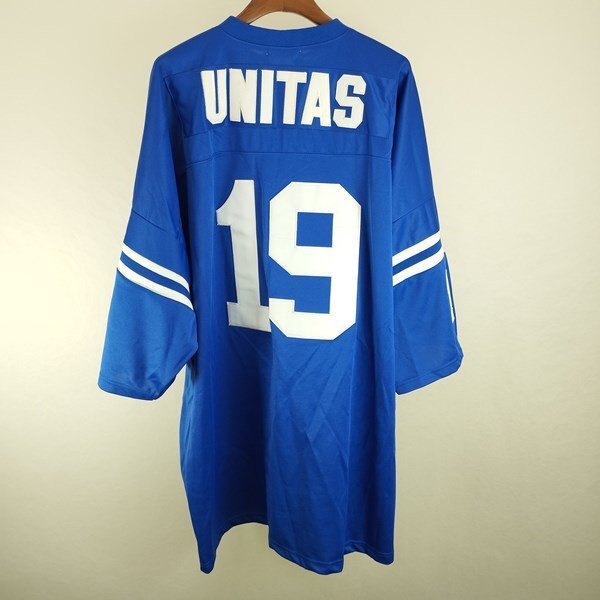 F015b [人気] Mitchell&Ness ミッチェル&ネス NFL BALTIMORE COLTS #19 JOHNNY UNITAS フットボールシャツ 60 ブルー | トップス Nの画像2