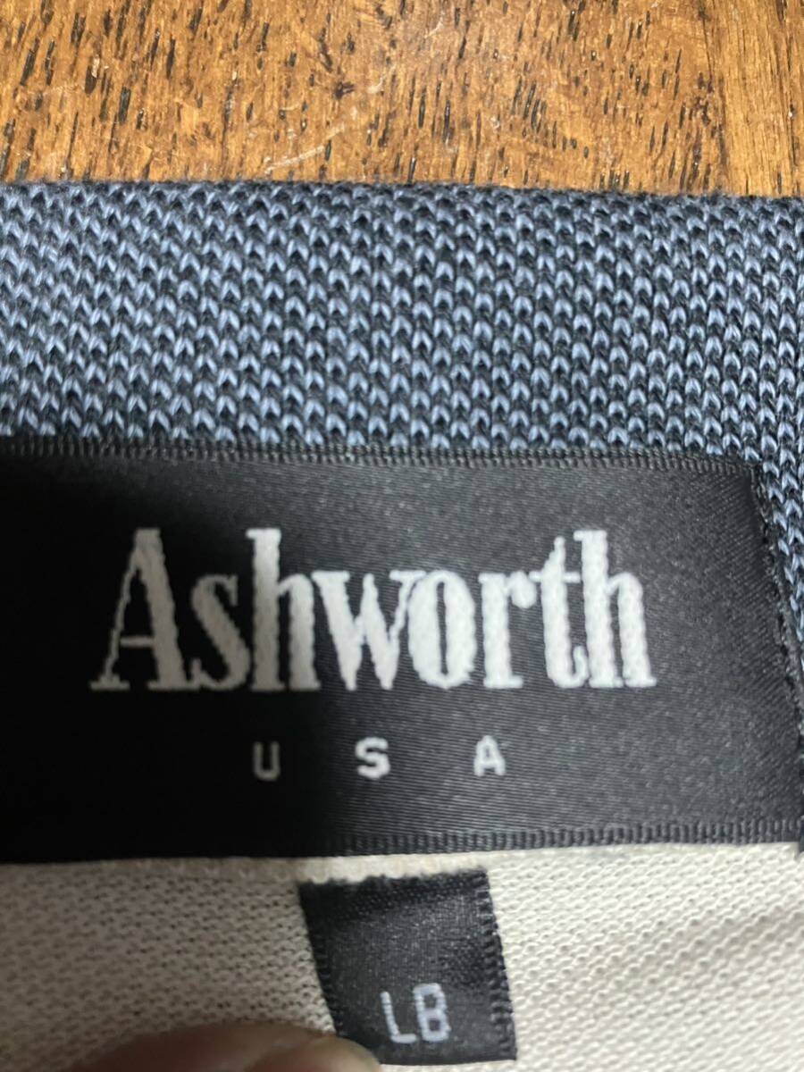 ASHWORTH(アシュワース) USA製 ロゴ刺繍 ポーダー ポロシャツボーダー柄 半袖ポロシャツ_画像4