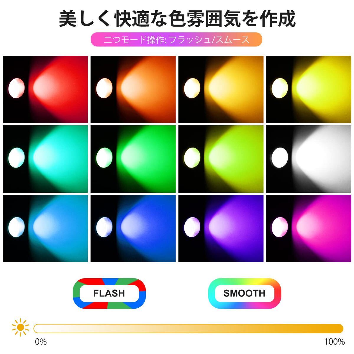 ガーデンライト ソーラー RGBライト カラーライト スポットライト LED雰囲気ライト 庭園灯RGB看板灯パスライトリモコン付き 12色切替 4灯式の画像2