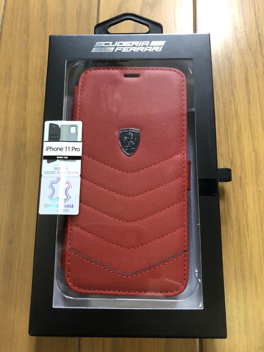 【新品】iPhone 11 Pro 用 スマホケース Ferrari フェラーリ 手帳型 赤 F1_画像1