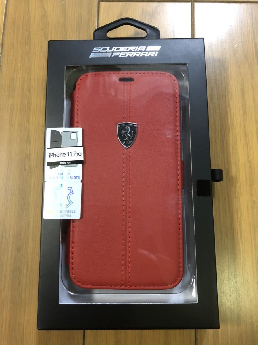【新品】iPhone 11 Pro 用 スマホケース Ferrari フェラーリ 手帳型 赤 F1 アイフォン_画像1