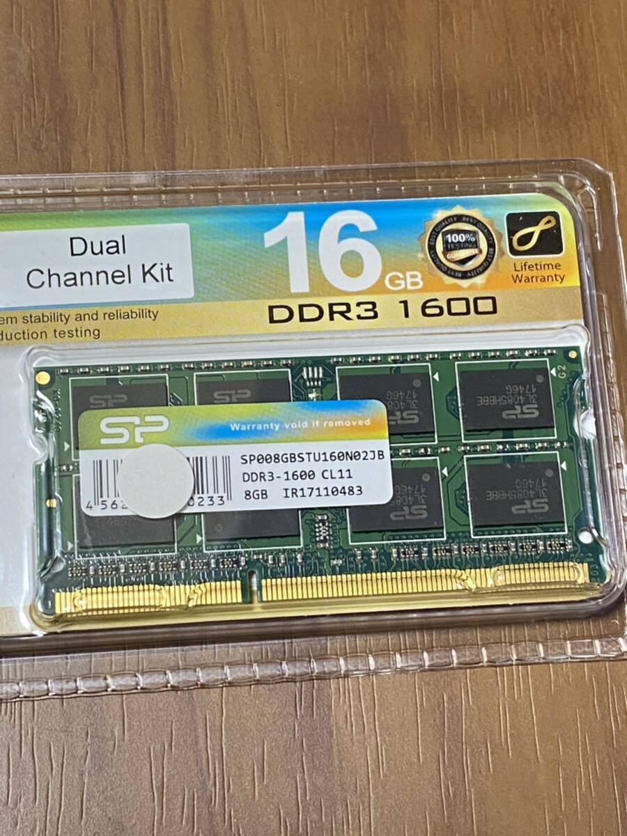 【新品・未開封】シリコンパワー PC3-12800 DDR3-1600 204pin DDR3 SDRAM S.O.DIMM 16GB 8GB×2枚 SP016GBSTU160N22JB_画像3