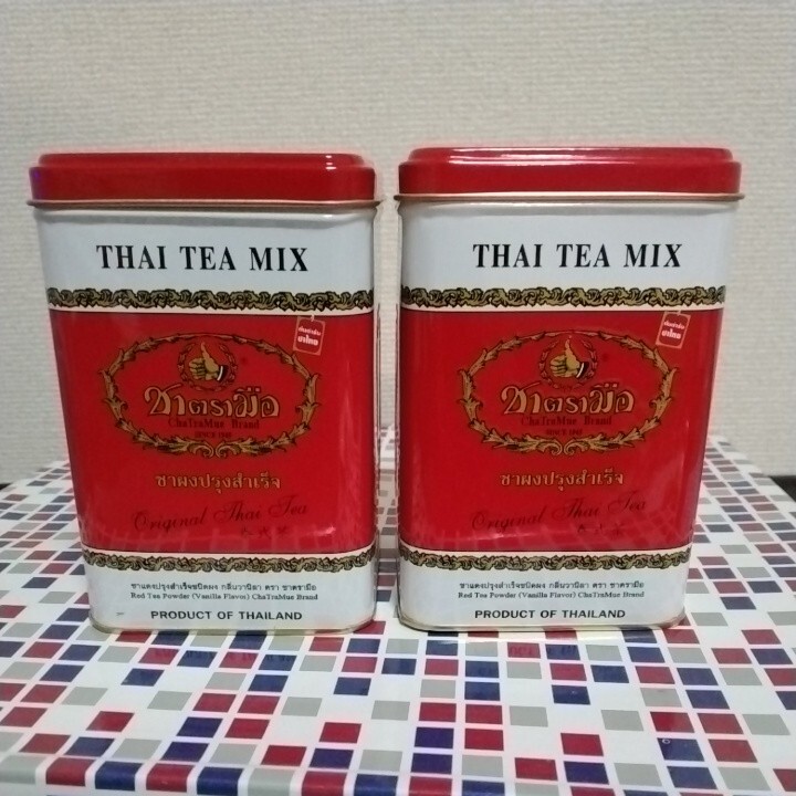 タイで有名なお茶の缶　空き缶_画像1