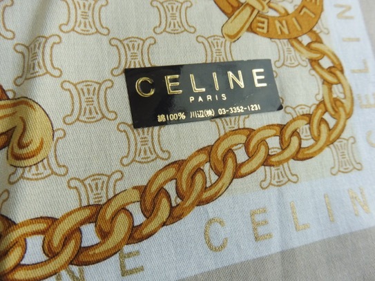 CELINE セリーヌ ハンカチ ゴールドチェーンの柄　49x50 未使用_画像2