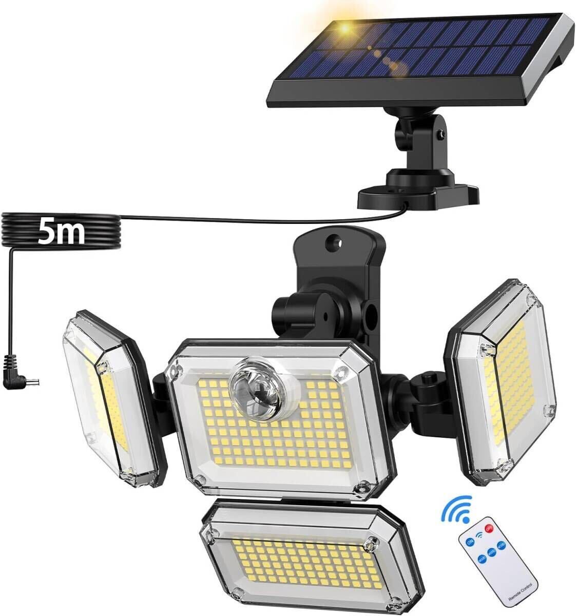 ソーラーライト 分離型 屋外 防水 センサーライト 人感センサー/IP65防水/5M延長コード_画像1