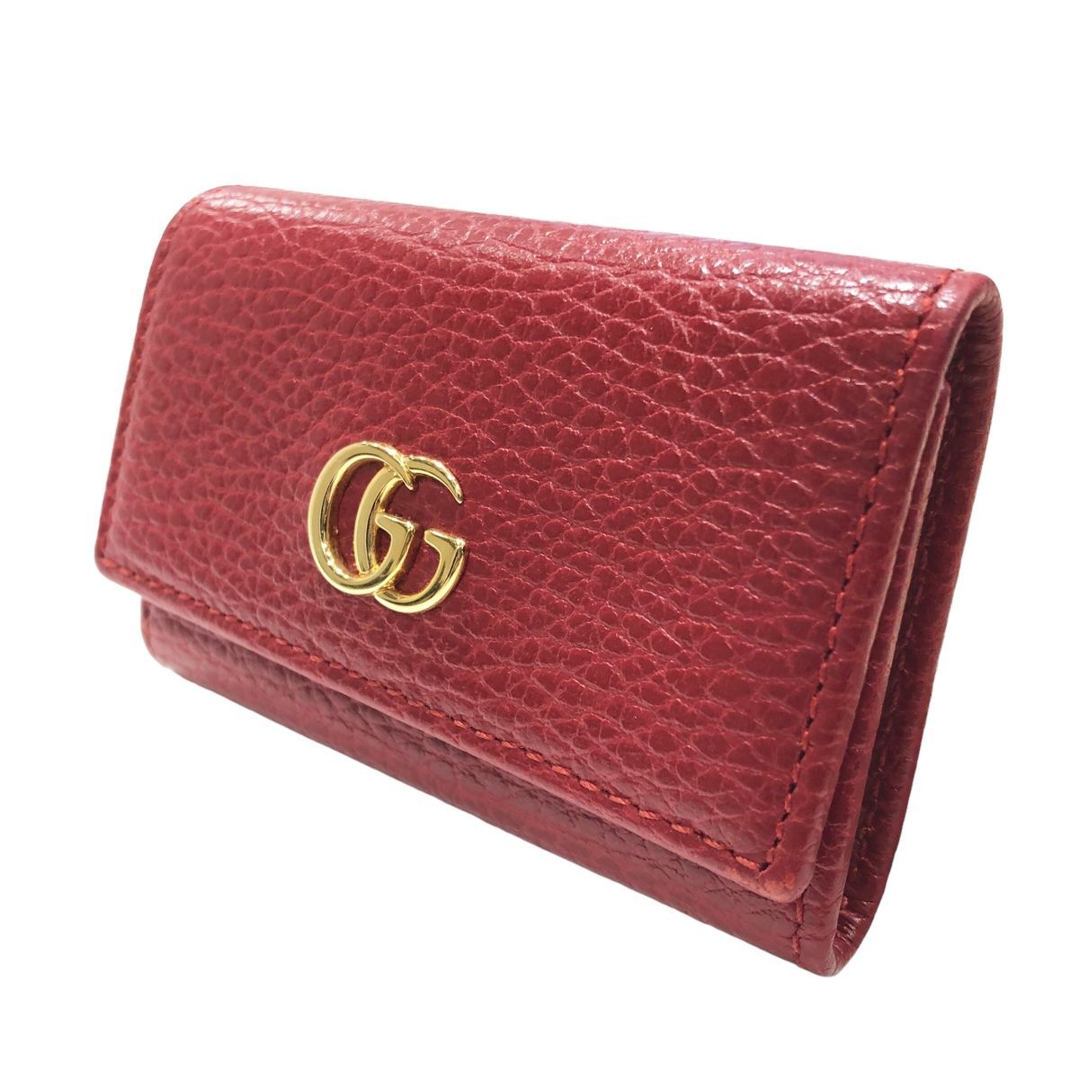 【中古】 GUCCI グッチ キーケース GG マーモント レザー レッド/ゴールド 456118 6連 鍵 GP 小物 24009658 MY_画像1