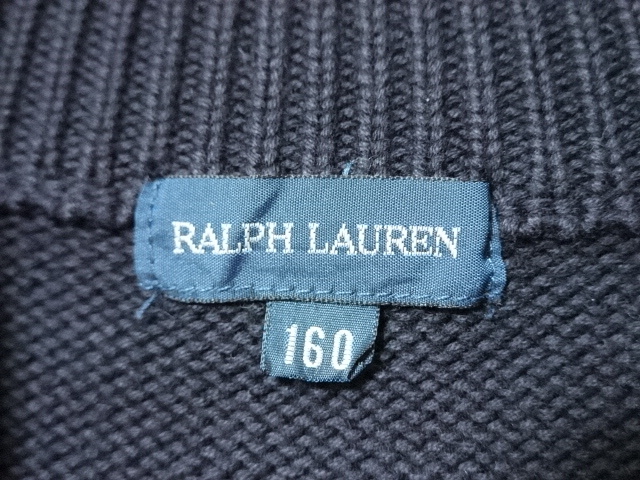 ■0401■RALPH LAUREN ラルフローレン コットン ニットジャケット 160●_画像2