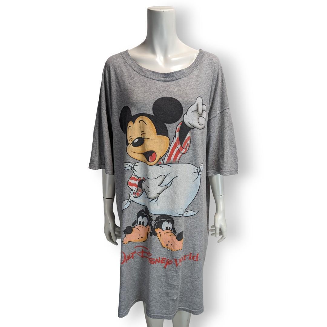 【美品】 Walt Disney World 海外直輸入 US古着 ディズニー ミッキーマウス ビッグ Tシャツ ワンピース チュニック オーバーサイズ 