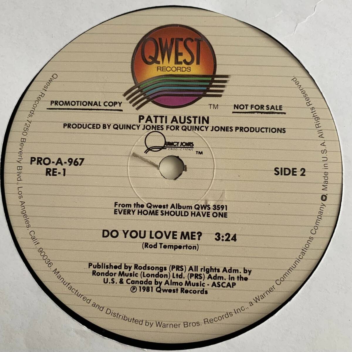 ◆ Patti Austin - Do You Love Me? (Long Version)◆12inch US盤 Promo サーファー系DISCOヒット!!の画像3