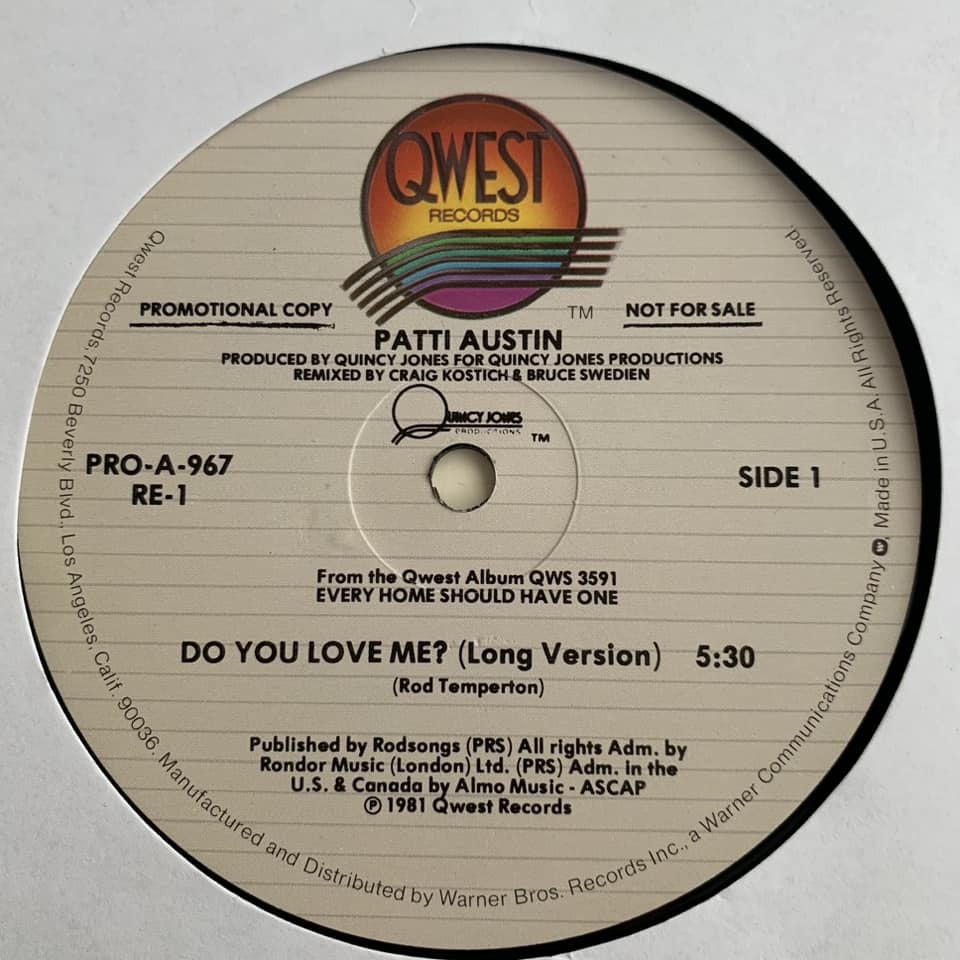 ◆ Patti Austin - Do You Love Me? (Long Version)◆12inch US盤 Promo サーファー系DISCOヒット!!の画像2