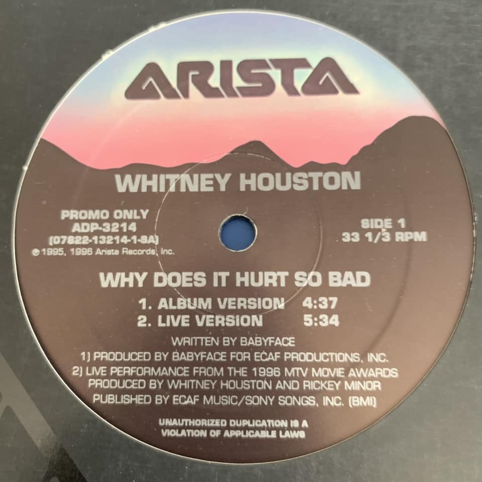 ◆ Whitney Houston - Why Does It Hurt So Bad/ ◆12inch US盤 PROMO CLUBヒット!!_画像1