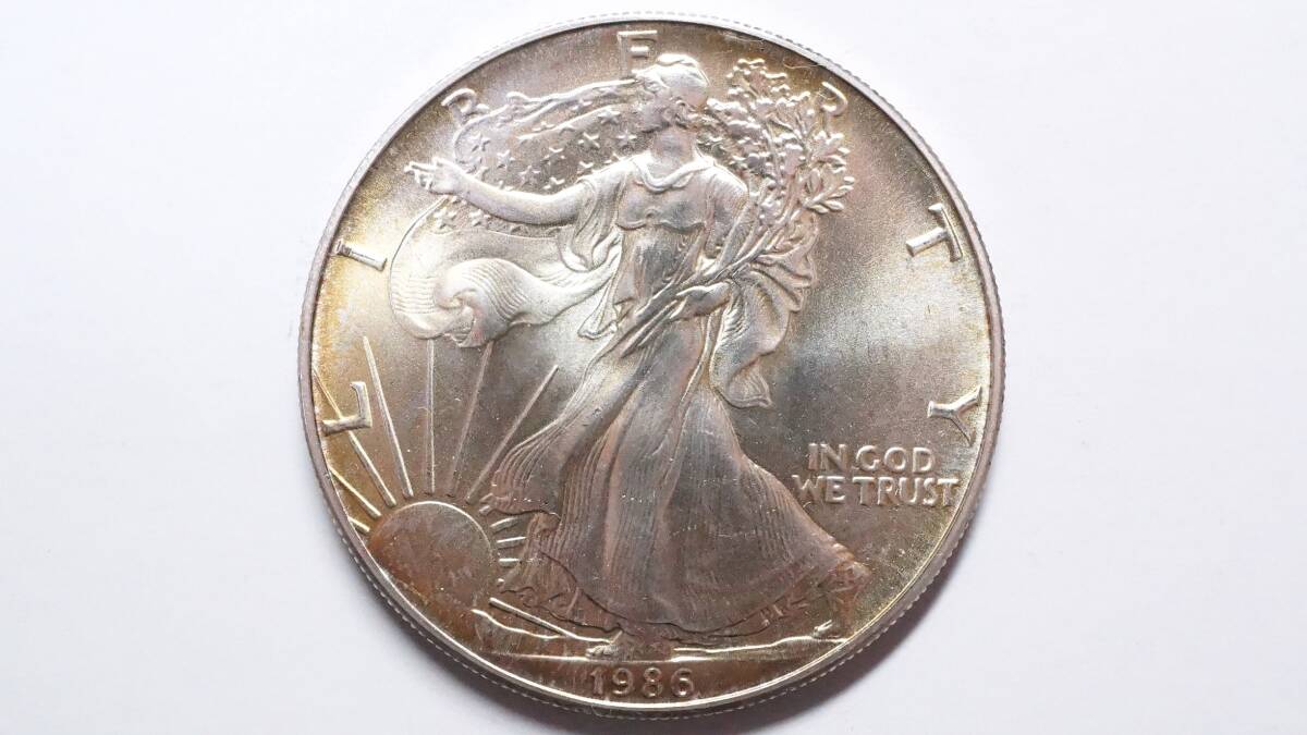 アメリカ合衆国 1986年 1オンス １ドル銀貨 31.1g 純銀 silver Eagle 1oz FINE SILVER _画像1