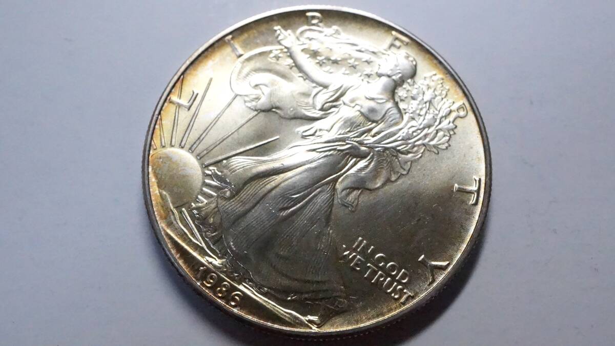 アメリカ合衆国 1986年 1オンス １ドル銀貨 31.1g 純銀 silver Eagle 1oz FINE SILVER _画像3