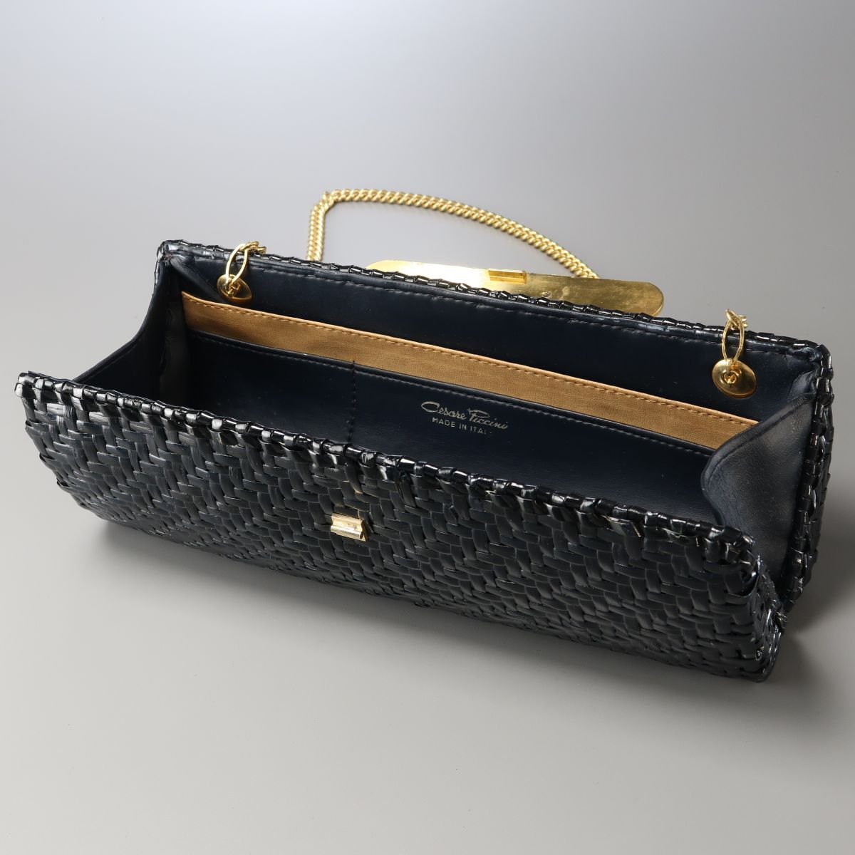 MG0627^ Italy made Cesare Piccini/ che The -re pitch -ni rattan rattan knitting basket bag party bag / clutch / chain bag bag 