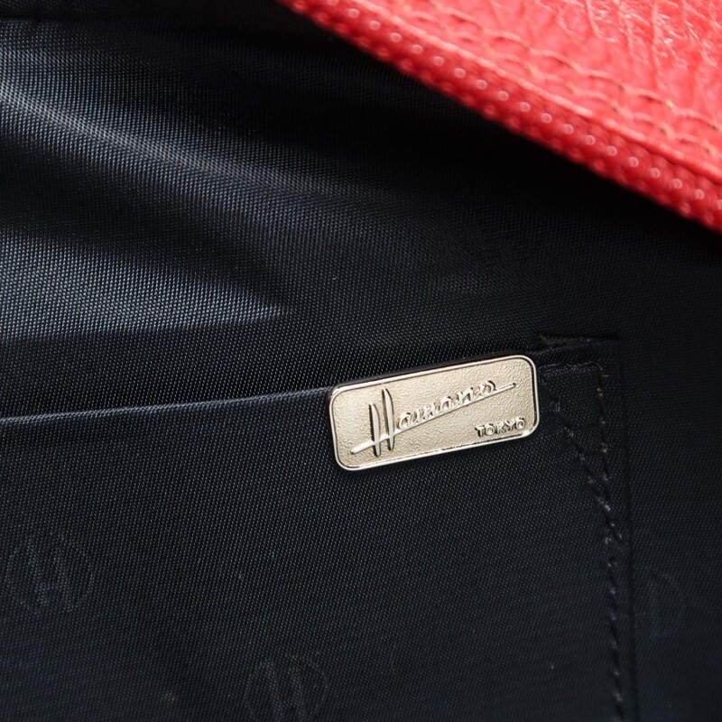 MG1511△濱野皮革工藝 ハマノ HAMANO*レザー ハンドバッグ*手提げ*鞄*赤 レッドの画像8