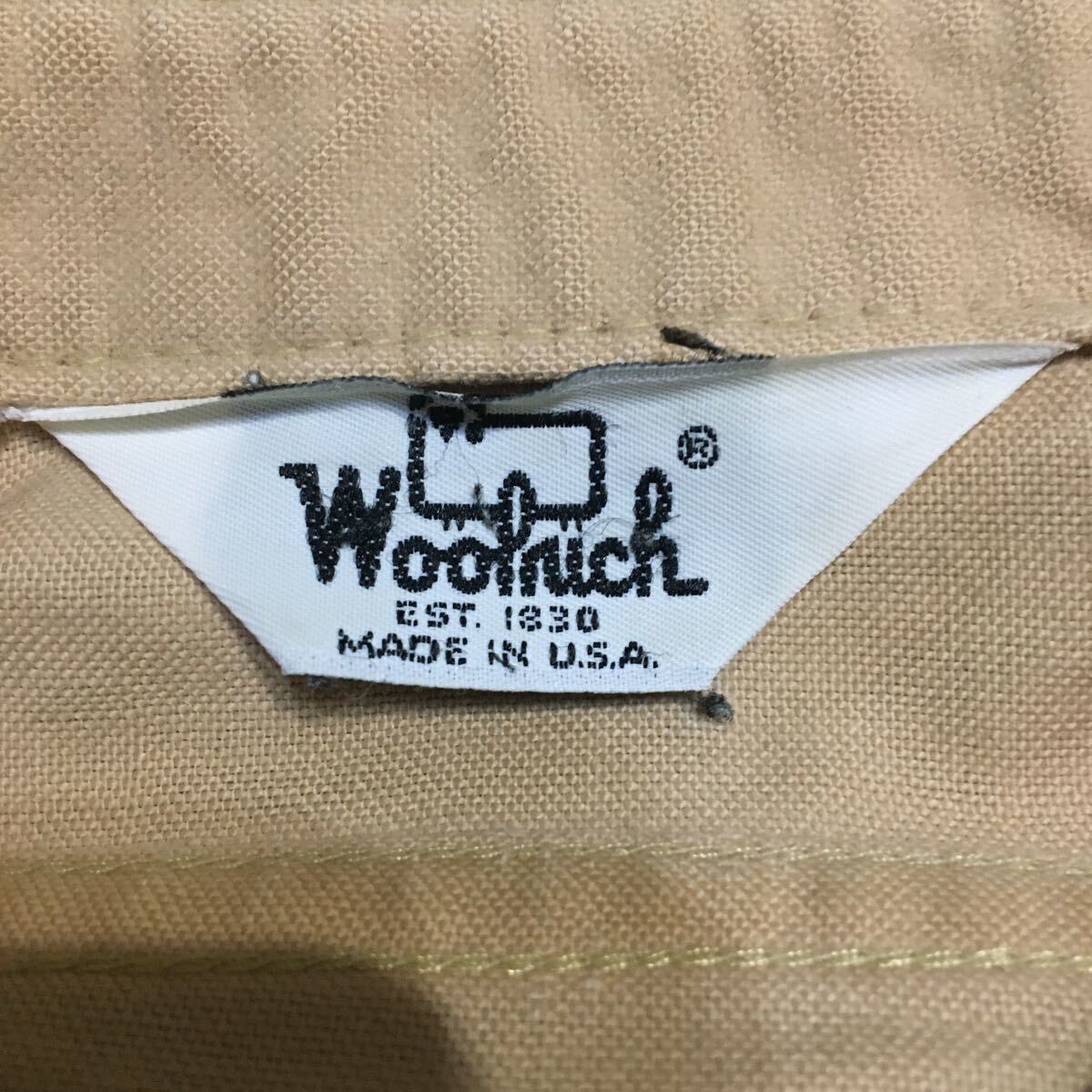 【made in USA】70's Americanclothing/WOOLRICH/khaki/heavycottonshirt/size L/JAPAN LL/状態good/_画像2