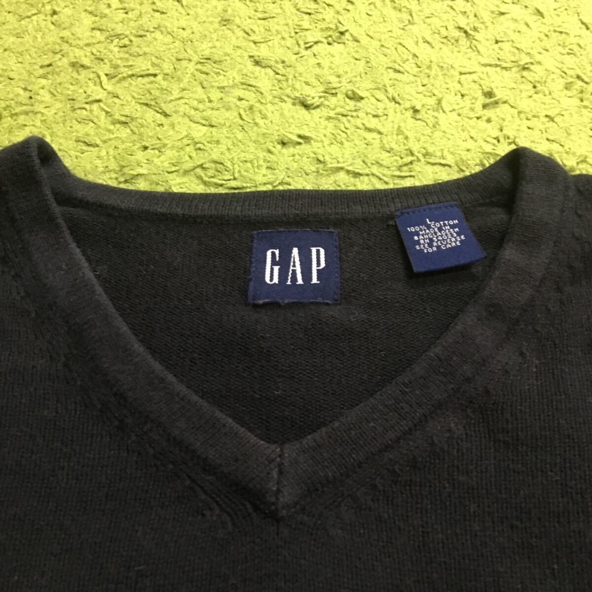[made in Bangladesh]90\'s Americanclothing/GAP/ [OLD GAP]/V neckcottonsweater/size L/JAPAN XL/navytag/blackbody/