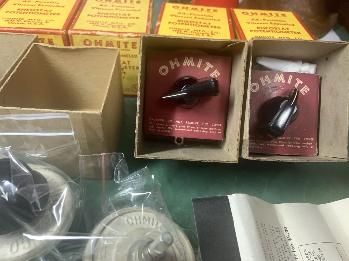 USA ビンテージ 1940s 新品 箱入り 未使用 OHMITE製 オーマイト レオスタット ボリューム western 50W 中型 ウェスタン の画像6