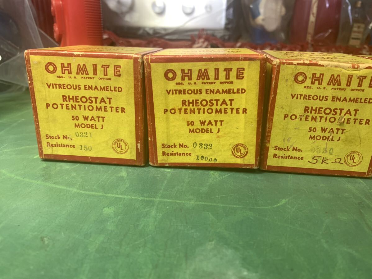 USA ビンテージ 1940s 新品 箱入り 未使用 OHMITE製 オーマイト レオスタット ボリューム western 50W 中型 ウェスタン の画像3