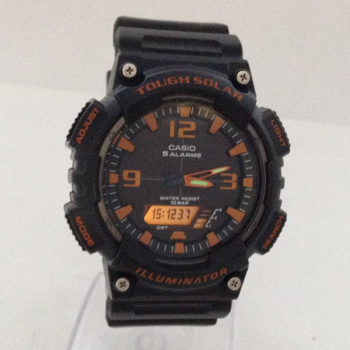 動作品【 CASIO 腕時計 AQ-S810W 】カシオ タフソーラー メンズ 腕時計 デジアナ ブラック×オレンジ文字盤 樹脂バンド MNの画像9