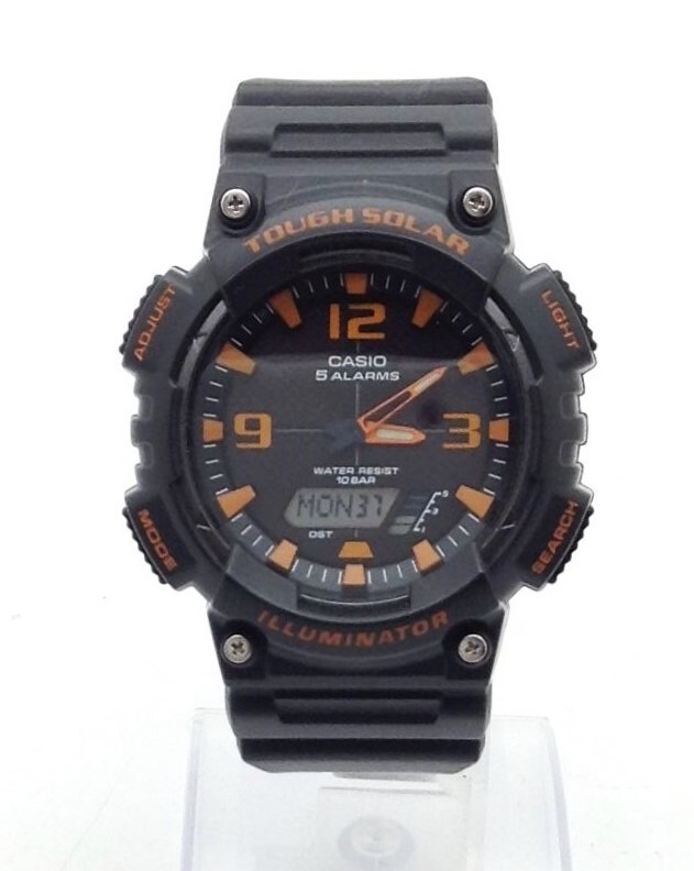 動作品【 CASIO 腕時計 AQ-S810W 】カシオ タフソーラー メンズ 腕時計 デジアナ ブラック×オレンジ文字盤 樹脂バンド MNの画像1