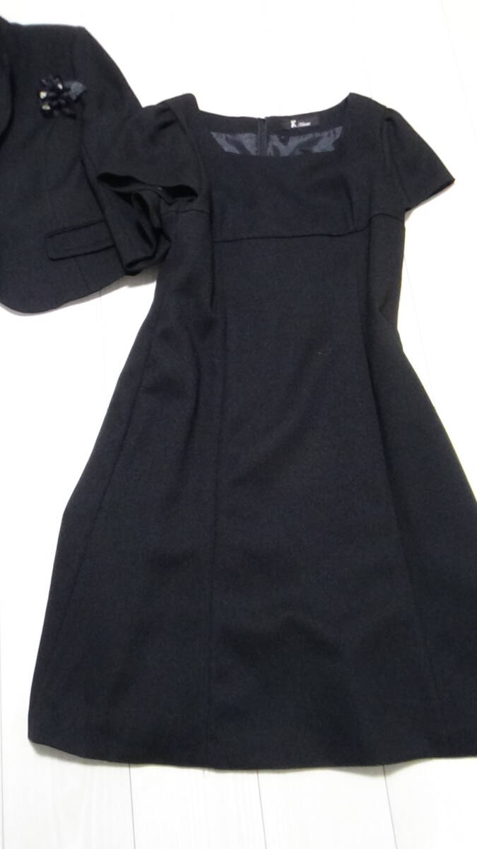 krone 13 大きい ★ フォーマル スーツ ワンピース スカート セットアップ コサージュ 黒 レディース クローネ LL XL_画像4