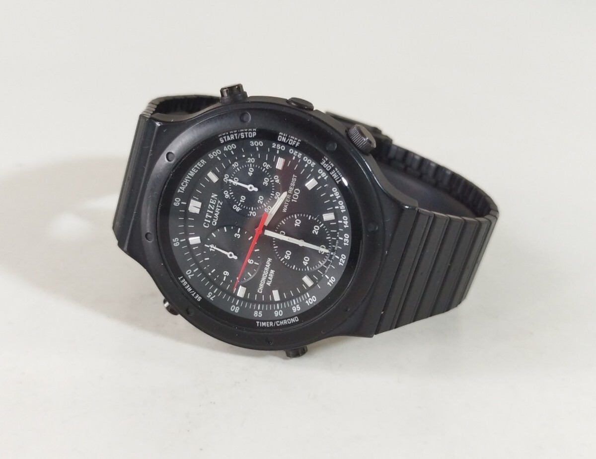  Junk CITIZEN Citizen s Porte RS quartz chronograph alarm wristwatch black 