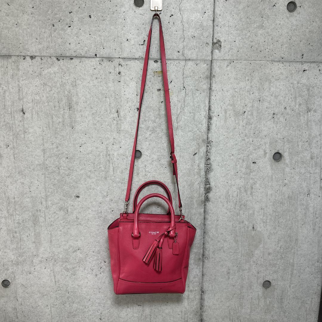 COACH コーチ 2WAY トートバッグオール レザー ロゴチャーム フリンジ_画像1