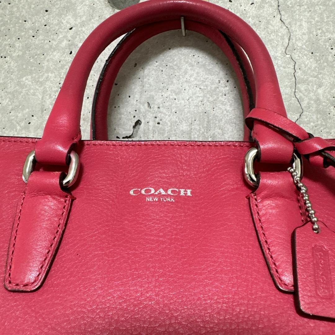 COACH コーチ 2WAY トートバッグオール レザー ロゴチャーム フリンジ_画像3