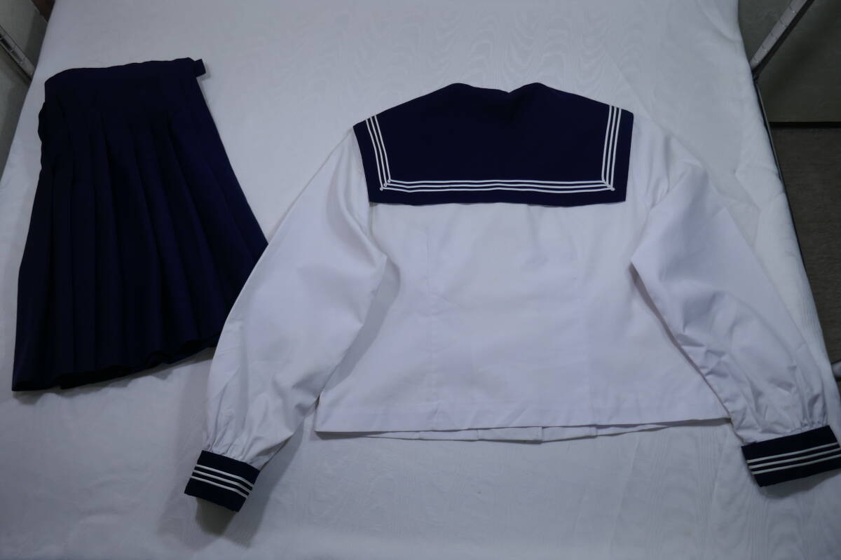 20 very large Chiba prefecture . tree . Tsu high school summer long sleeve sailor suit summer skirt (W80)...SOGO( inspection middle . woman . private uniform school uniform lady`s JK JC prefecture .