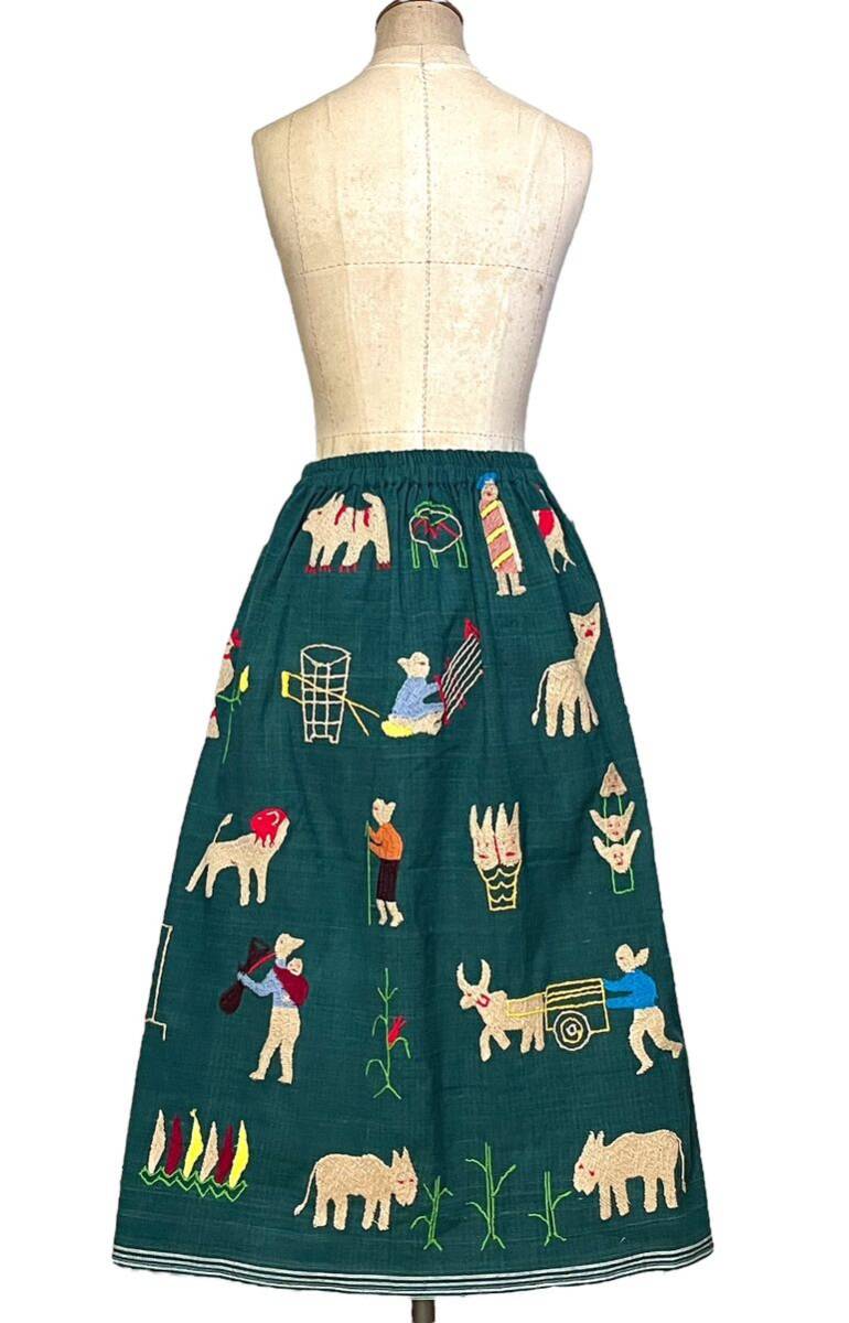 ナガ族 刺繍 スカート タイ ミャンマー 民族 新品未使用_画像8
