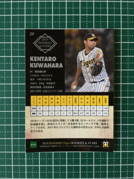 即決のみ！★EPOCH 2019年 プロ野球 ROOKIES & STARS #29 桑原謙太朗 【阪神タイガース】レギュラーカード エポック 19★_画像2