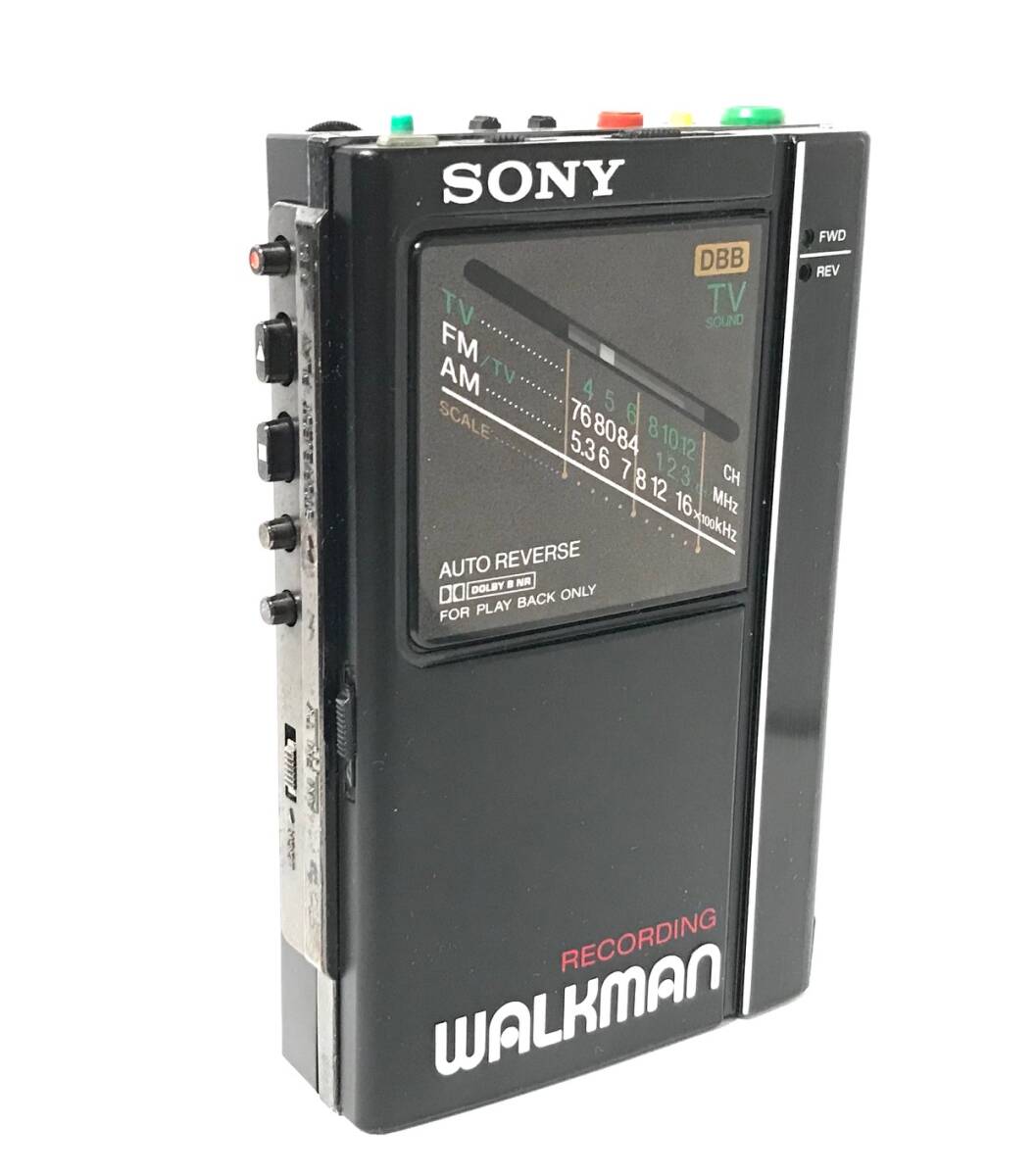 [極美品][美音][整備品] SONY ウォークマン WM-F404 電池ボックス付き マットブラック (カセットテープ 再生/録音、ラジオ AM/FM)_画像2