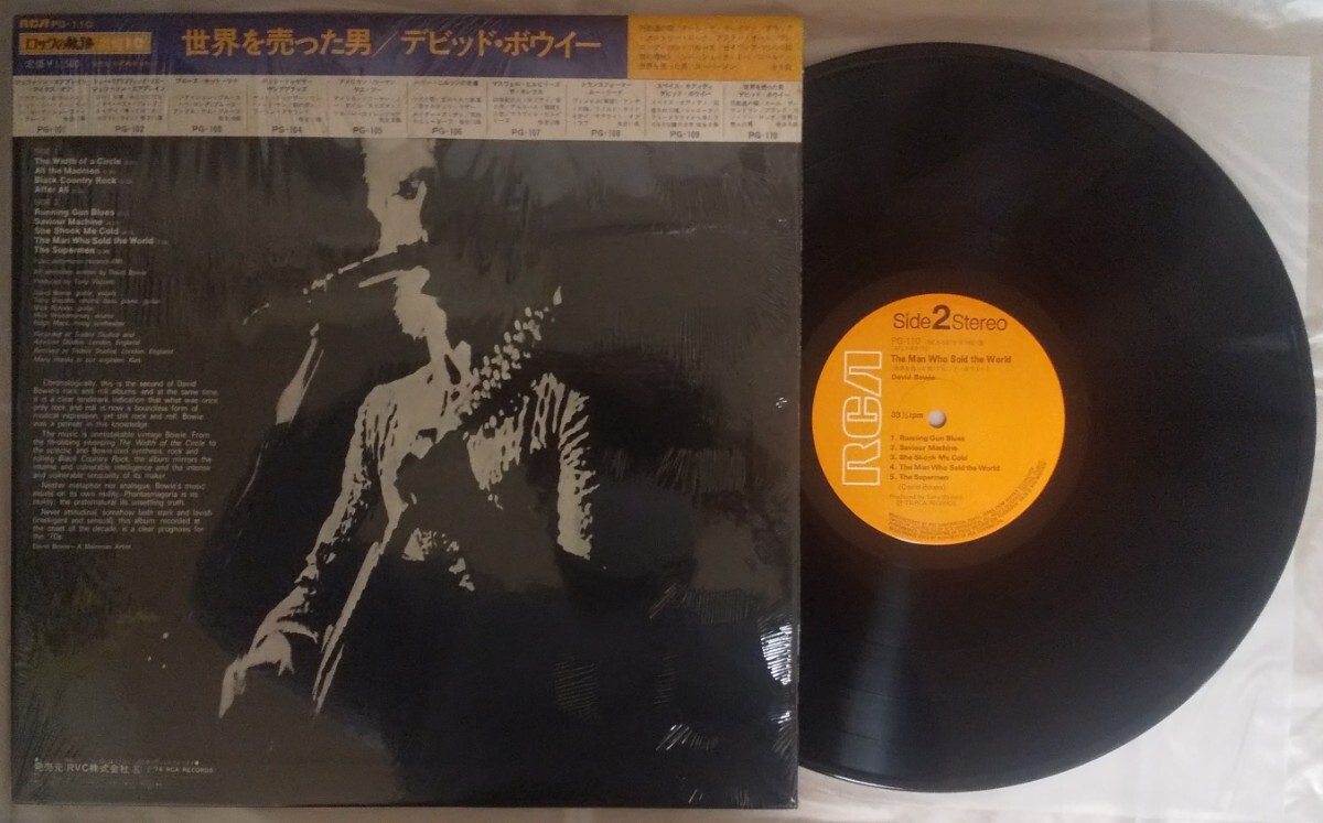 シュリンク付き デビッド・ボウイ/世界を売った男/DAVID BOWIE PG-110 MICK RONSON 国内盤 掛け帯付きLP_画像2