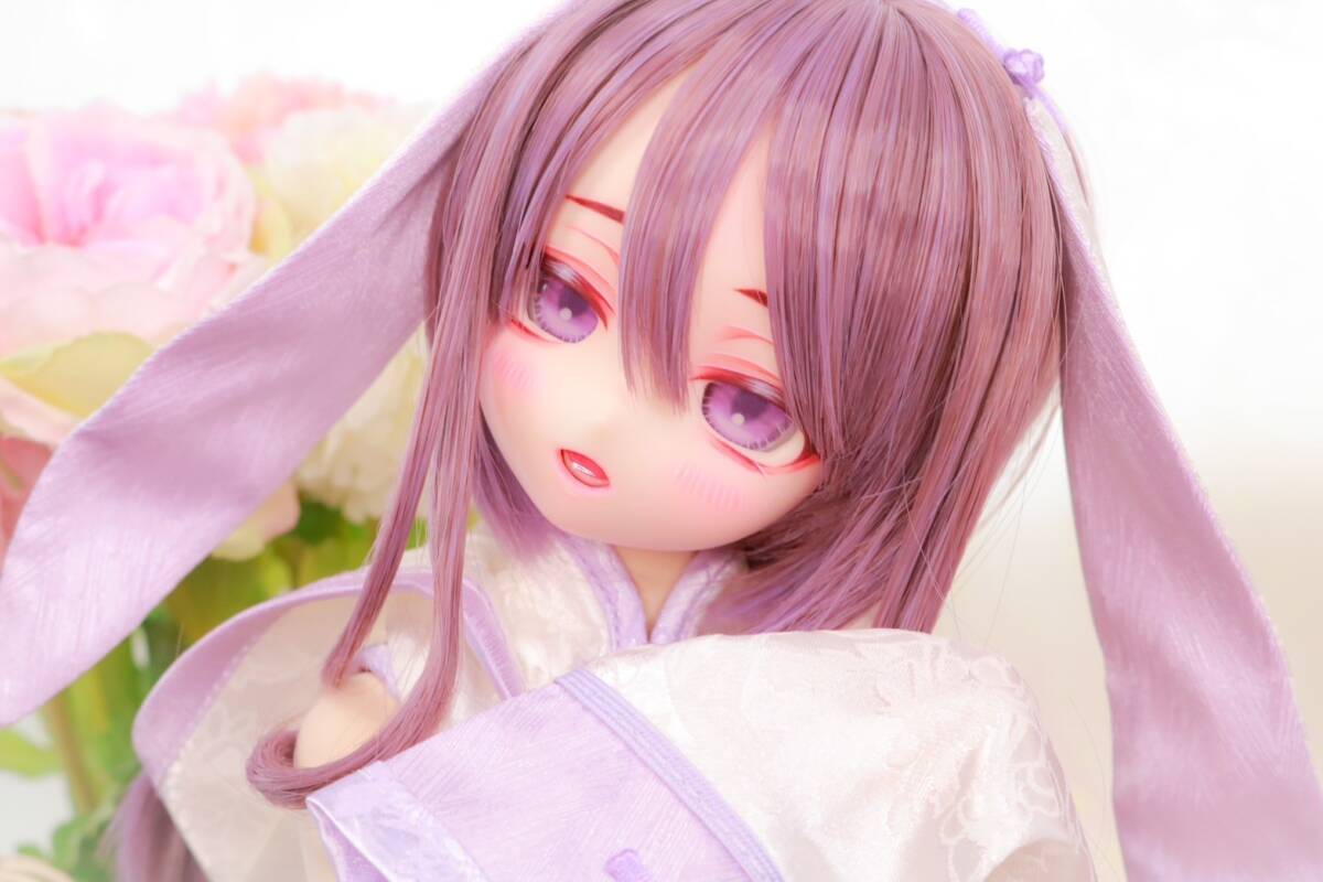 【ぴちぱちぴちん】DDH-29カスタムヘッド セミホワイト肌※開口、ソフビ盛り、おまけ追視アイ2種の画像4