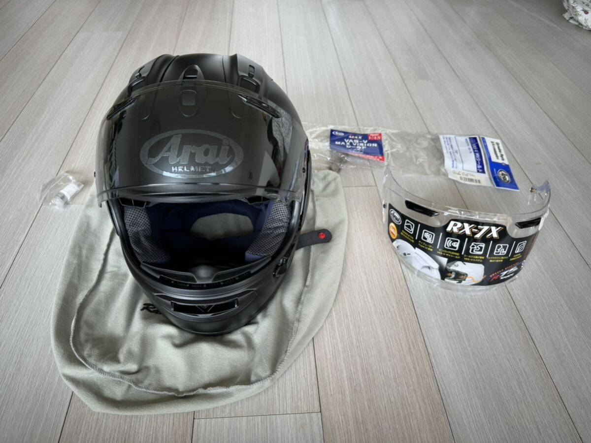 Arai アライ RX-7X FLAT BLACK マットブラック　Lサイズ　フルフェイスヘルメット 美品　おまけ付き_画像1