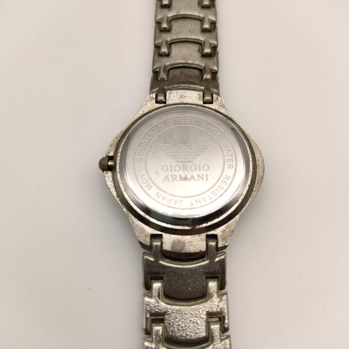 1円 稼働品 GIORGIO ARMANI ジョルジオ アルマーニ クォーツ 腕時計 白文字盤 アナログ ステンレスの画像6