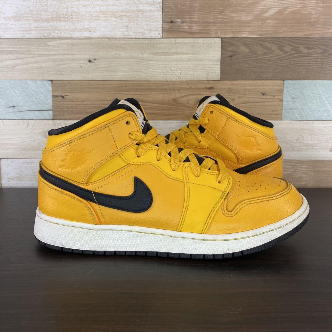 NIKE AIR JORDAN 1 MID ナイキ エアジョーダン1 ミッド ユニバーシティ ゴールド 25cm U09008 554725-700の画像3