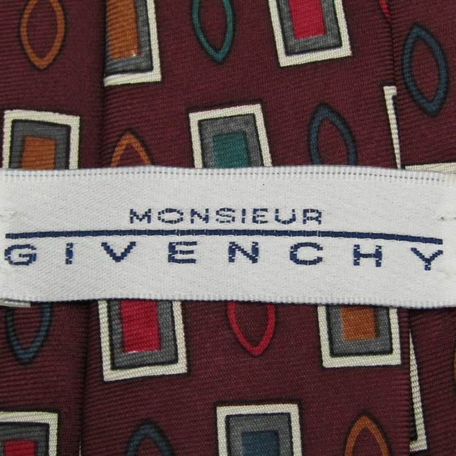 ジバンシィ ブランド ネクタイ シルク 小紋柄 総柄 ワイドタイ メンズ レッド GIVENCHY_画像4