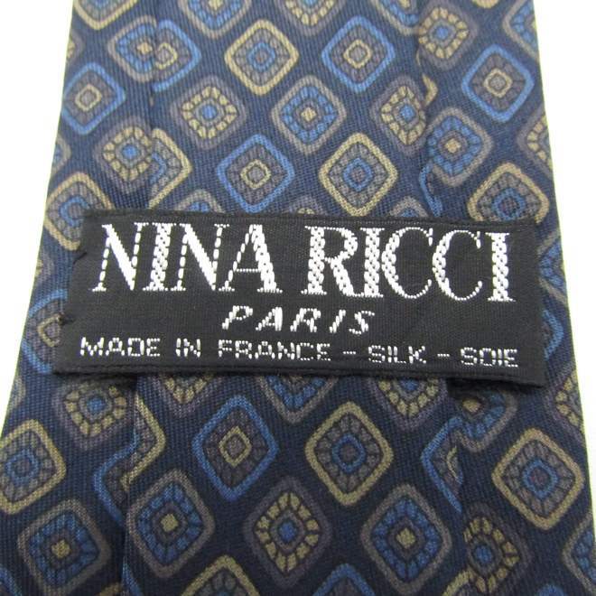 ニナリッチ ブランド ネクタイ シルク 小紋柄 総柄 メンズ ネイビー NINA RICCI_画像4